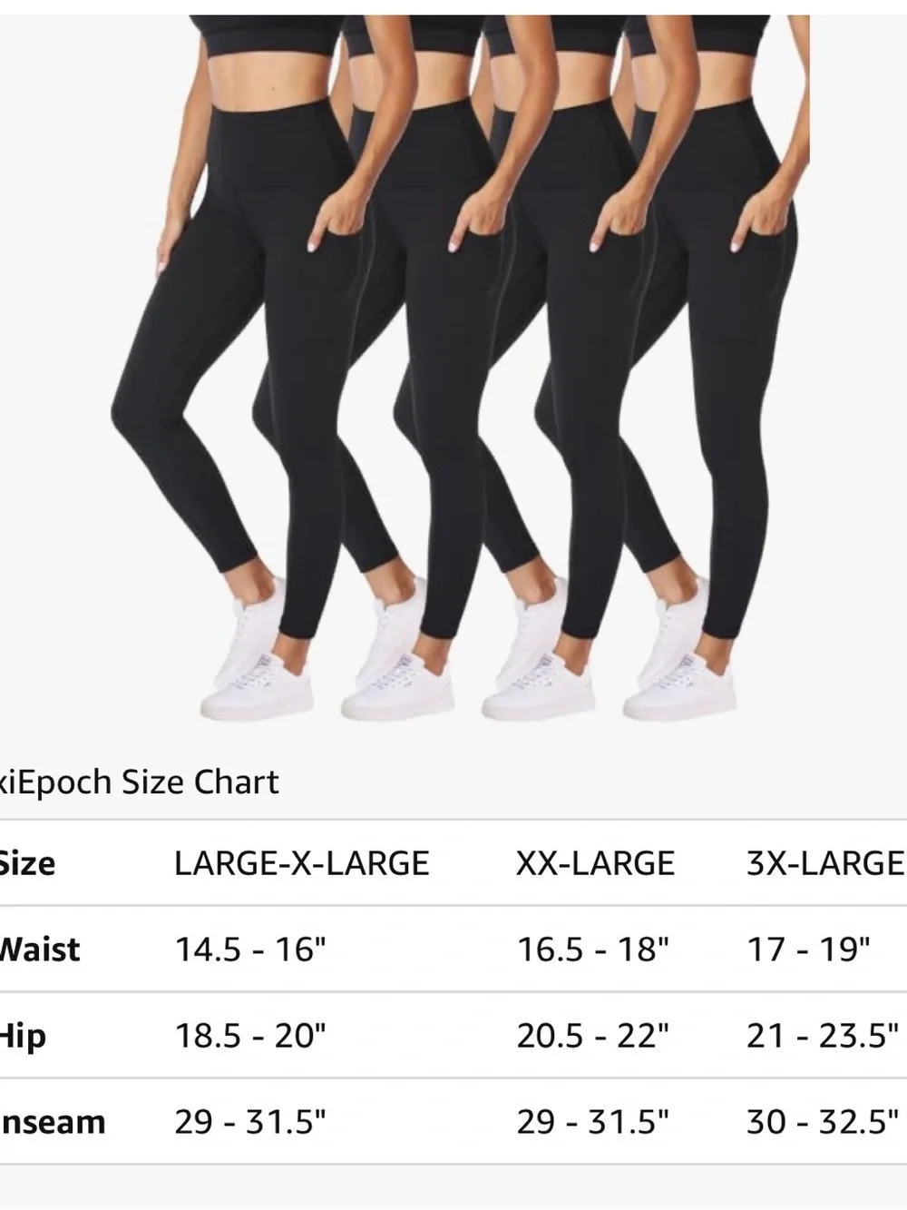 NexiEpoch 4 Pack Leggings with Pockets Size XXL